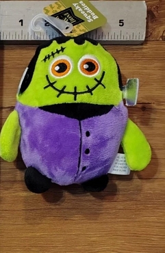 Adorable Bark & Bone Frankenstein's Monster Non-Scary Halloween Horror Gothic Stuffed Plush Squeaky Dog Toy